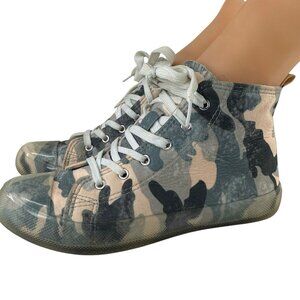 Vintage Havana Rewind High Top Sneakers Green Camo Print Size 6/36.5 Lace Up